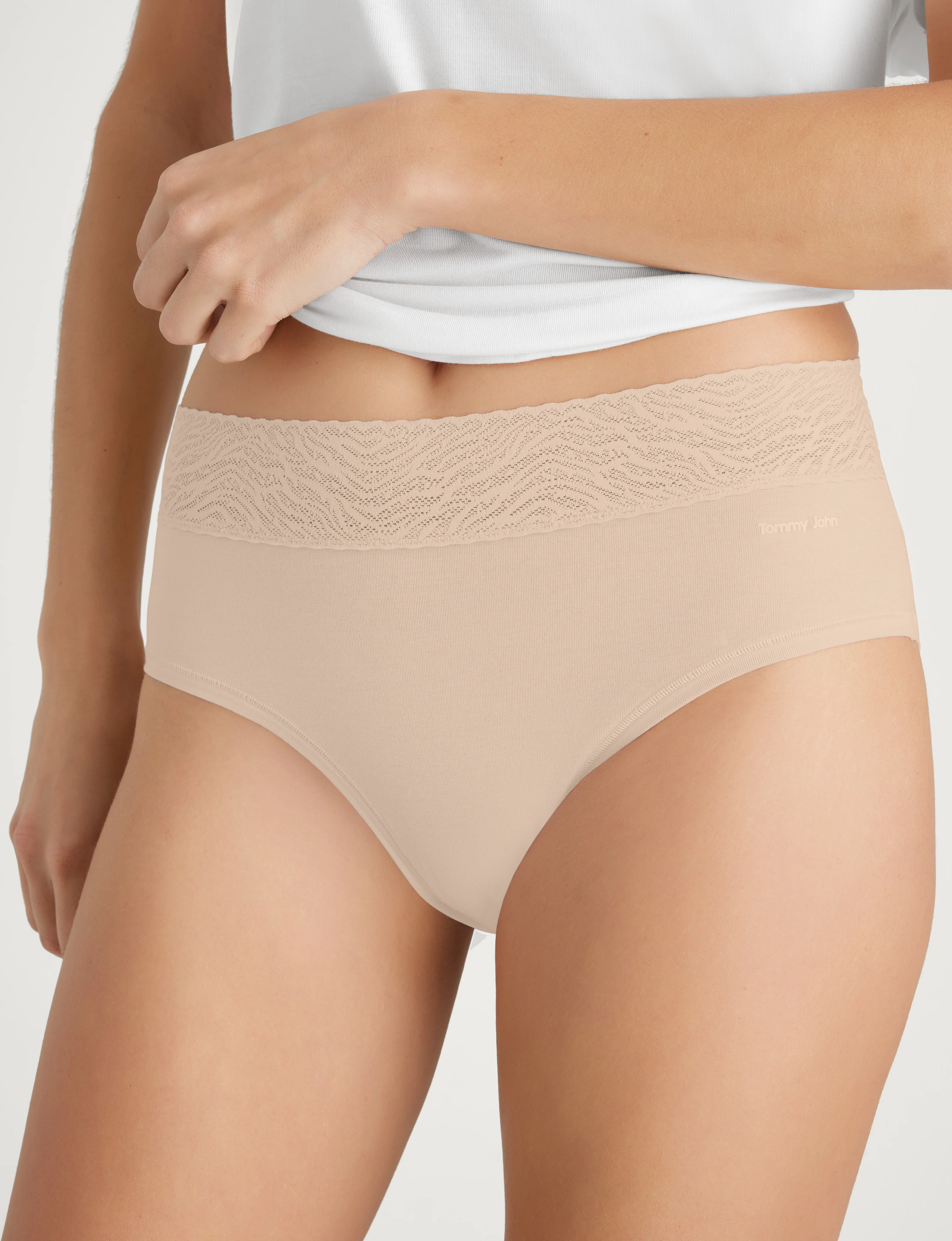 Women's Cool Cotton High Rise Brief, Lace Waist - Image 7