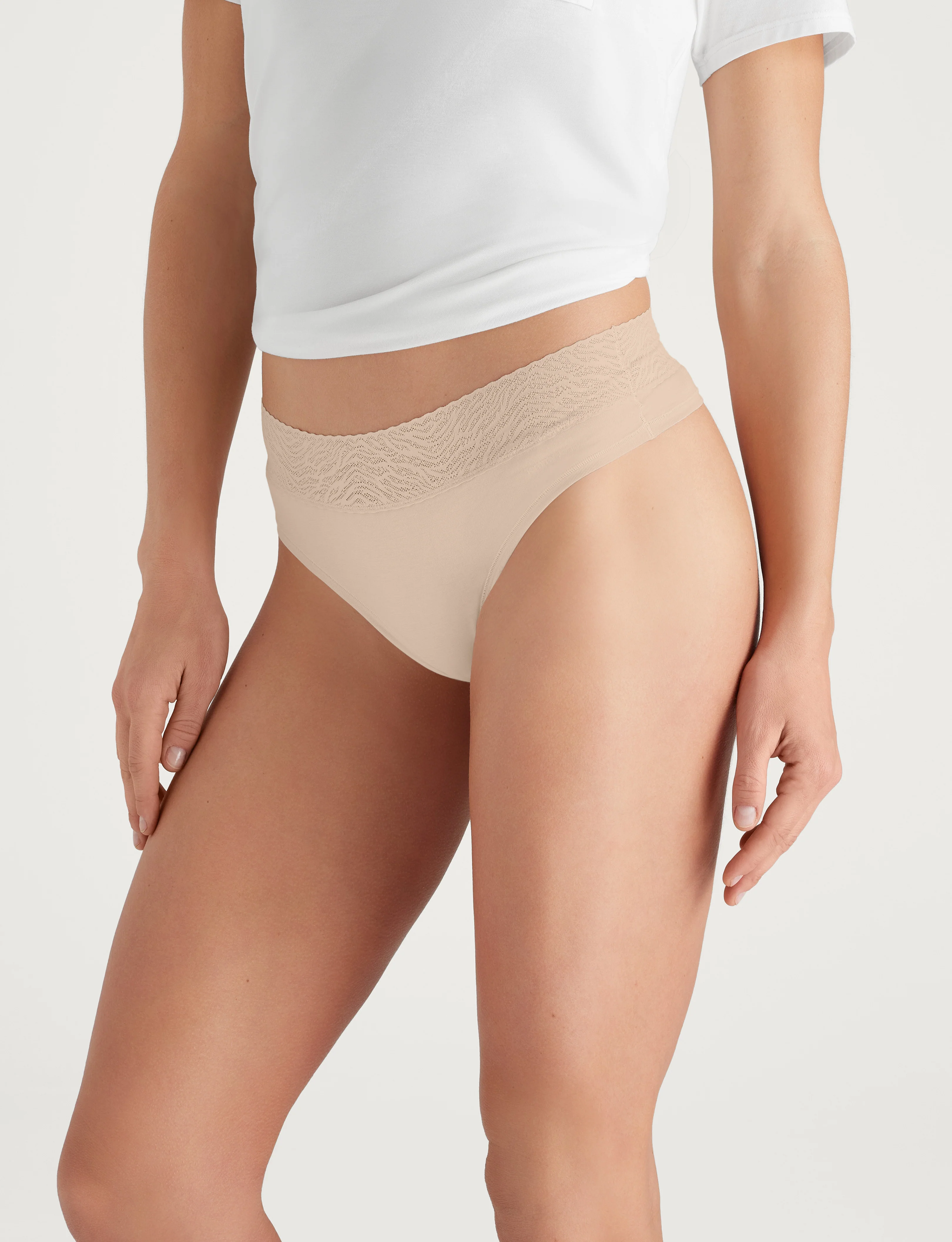 Women's Cool Cotton Thong, Lace Waist (3-Pack) - Image 4
