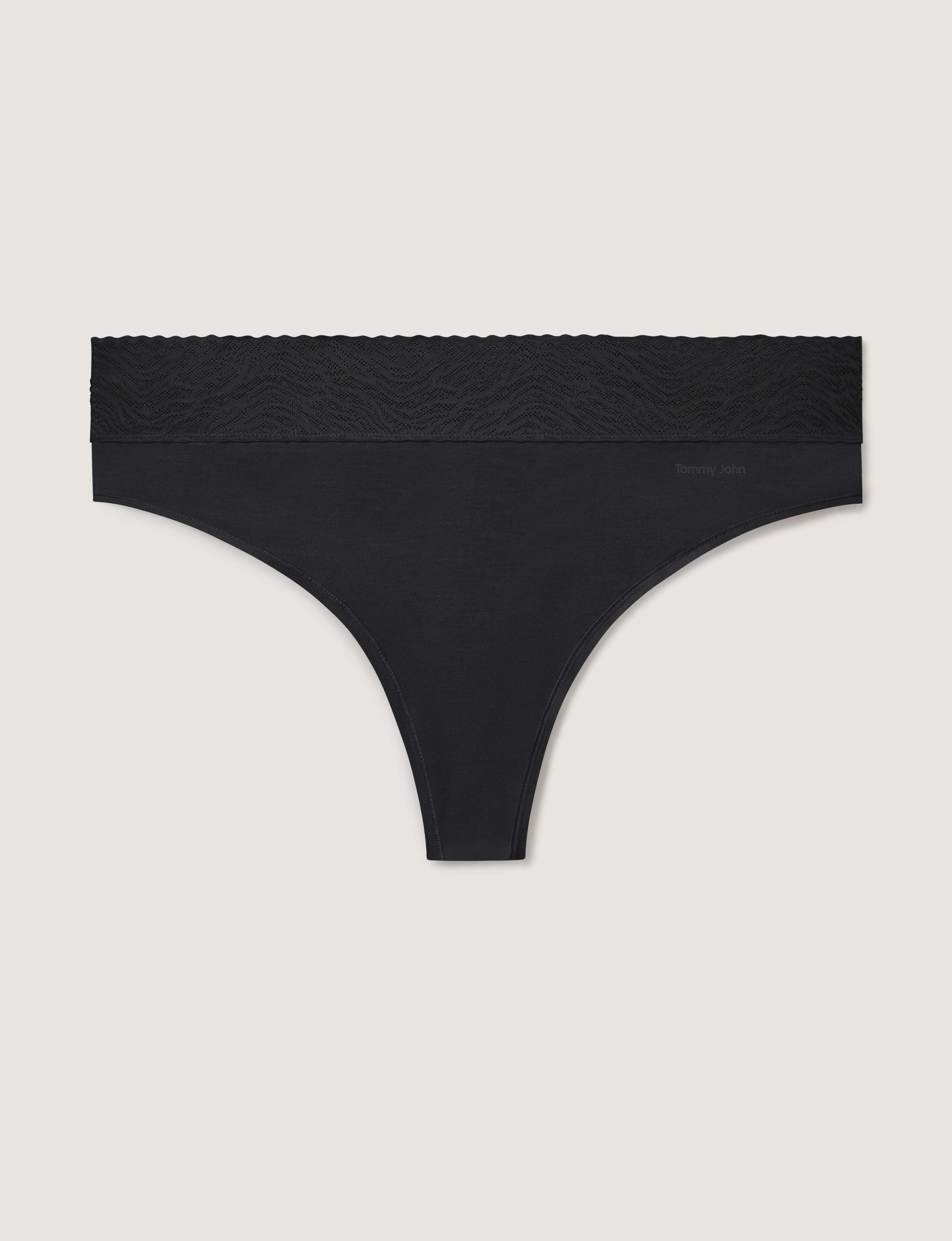 Women's Cool Cotton Thong, Lace Waist - Image 4