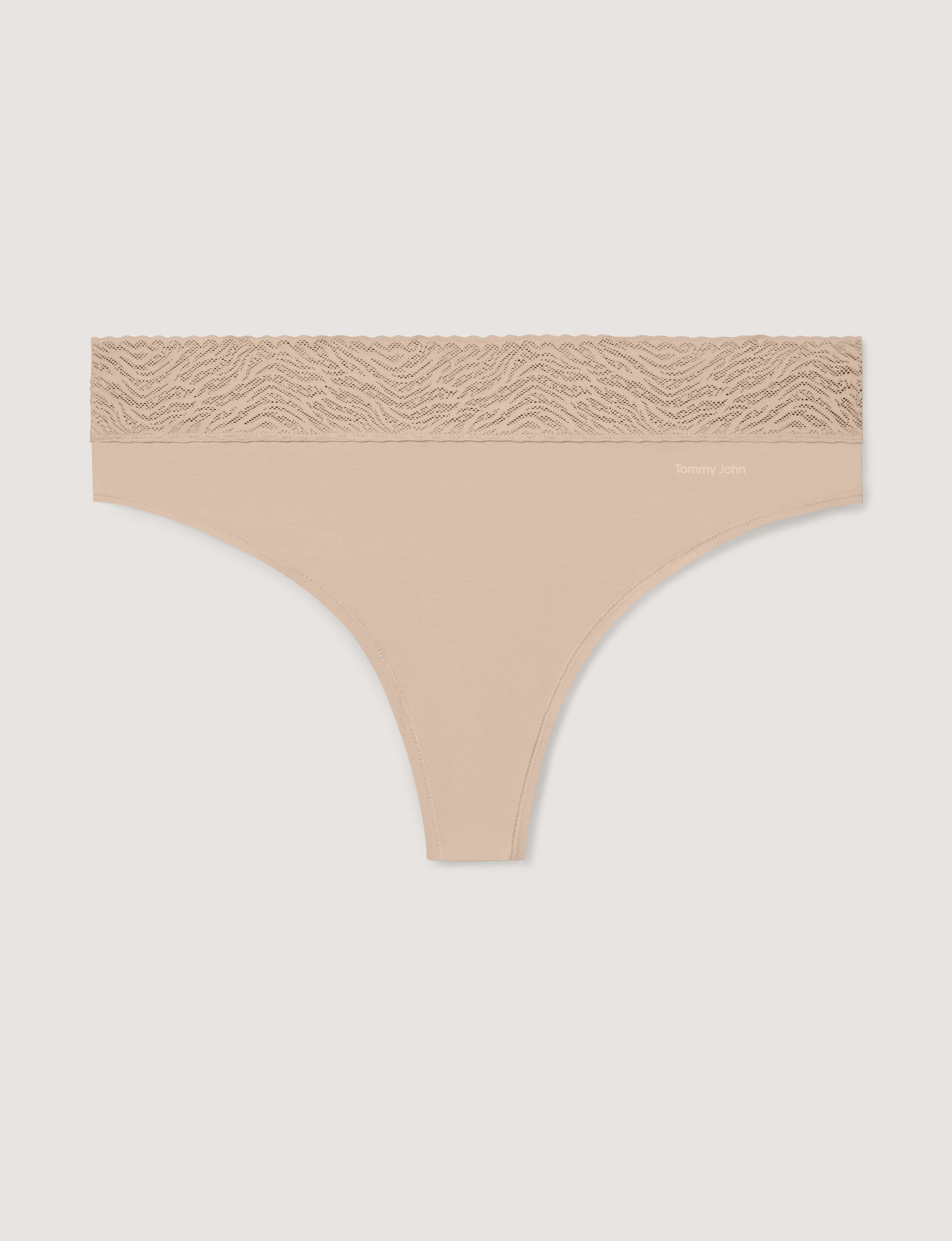 Women's Cool Cotton Thong, Lace Waist - Image 9