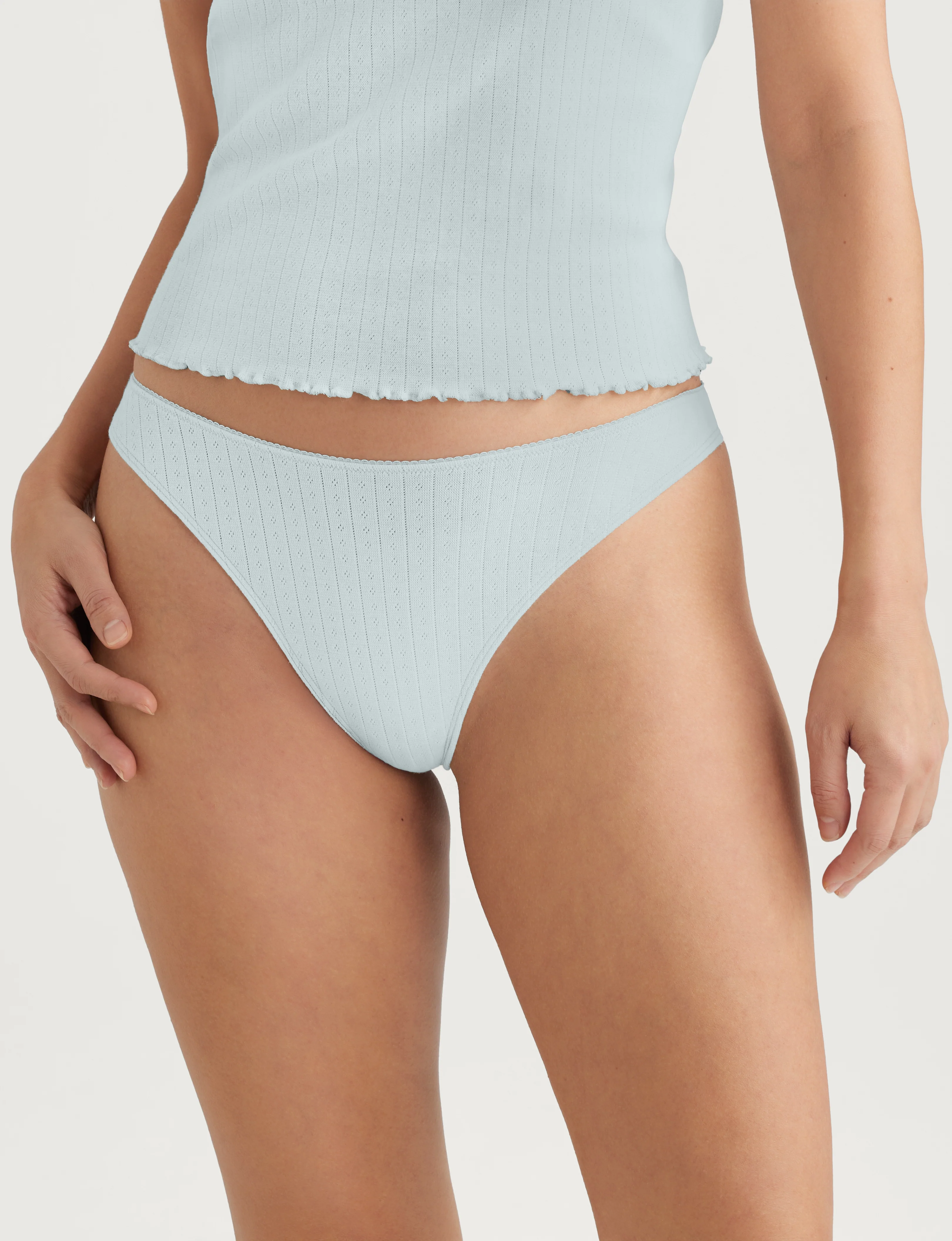 Women's Cotton Pointelle Thong - Image 2
