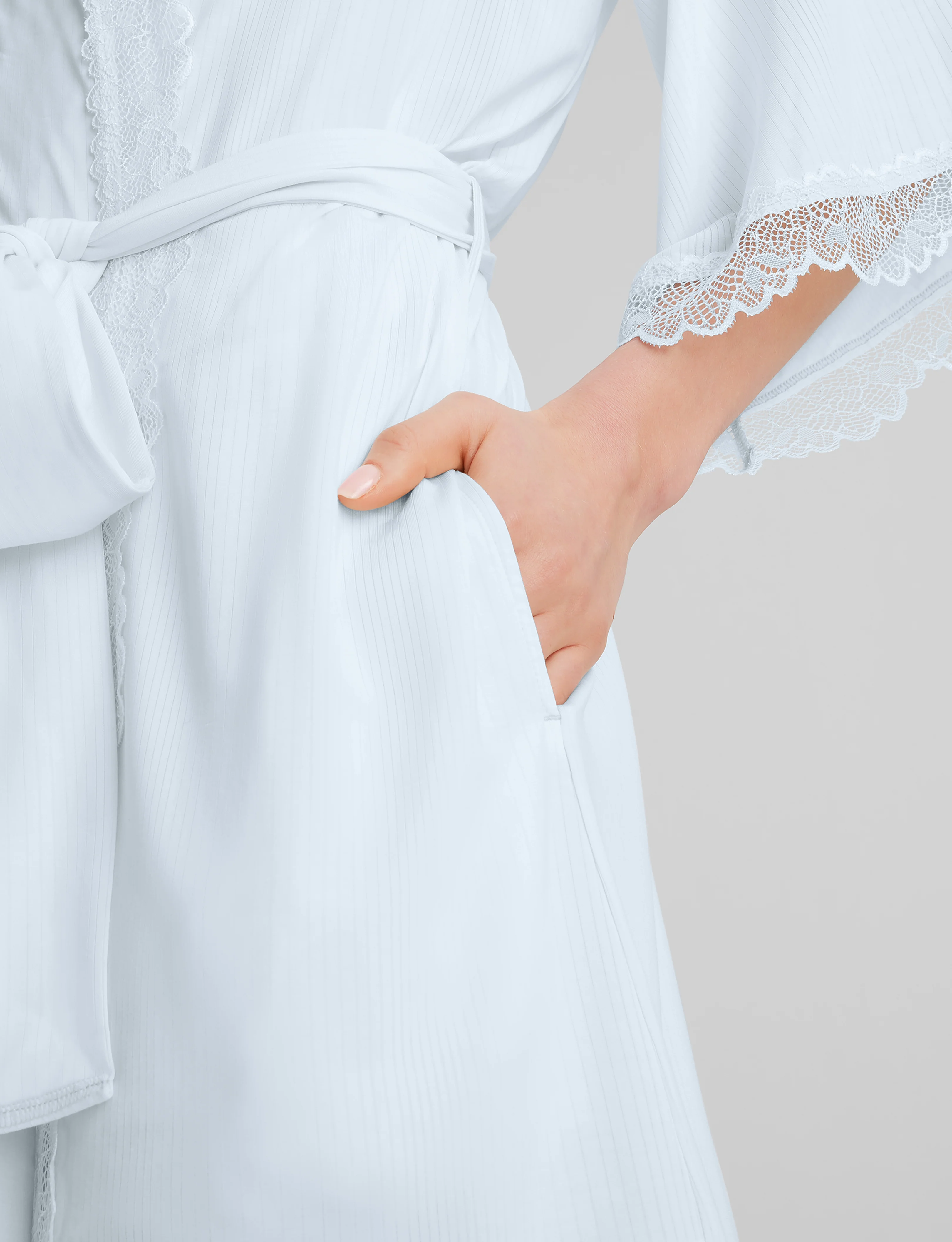 Women's Second Skin Luxe Rib Lace Robe - Image 7