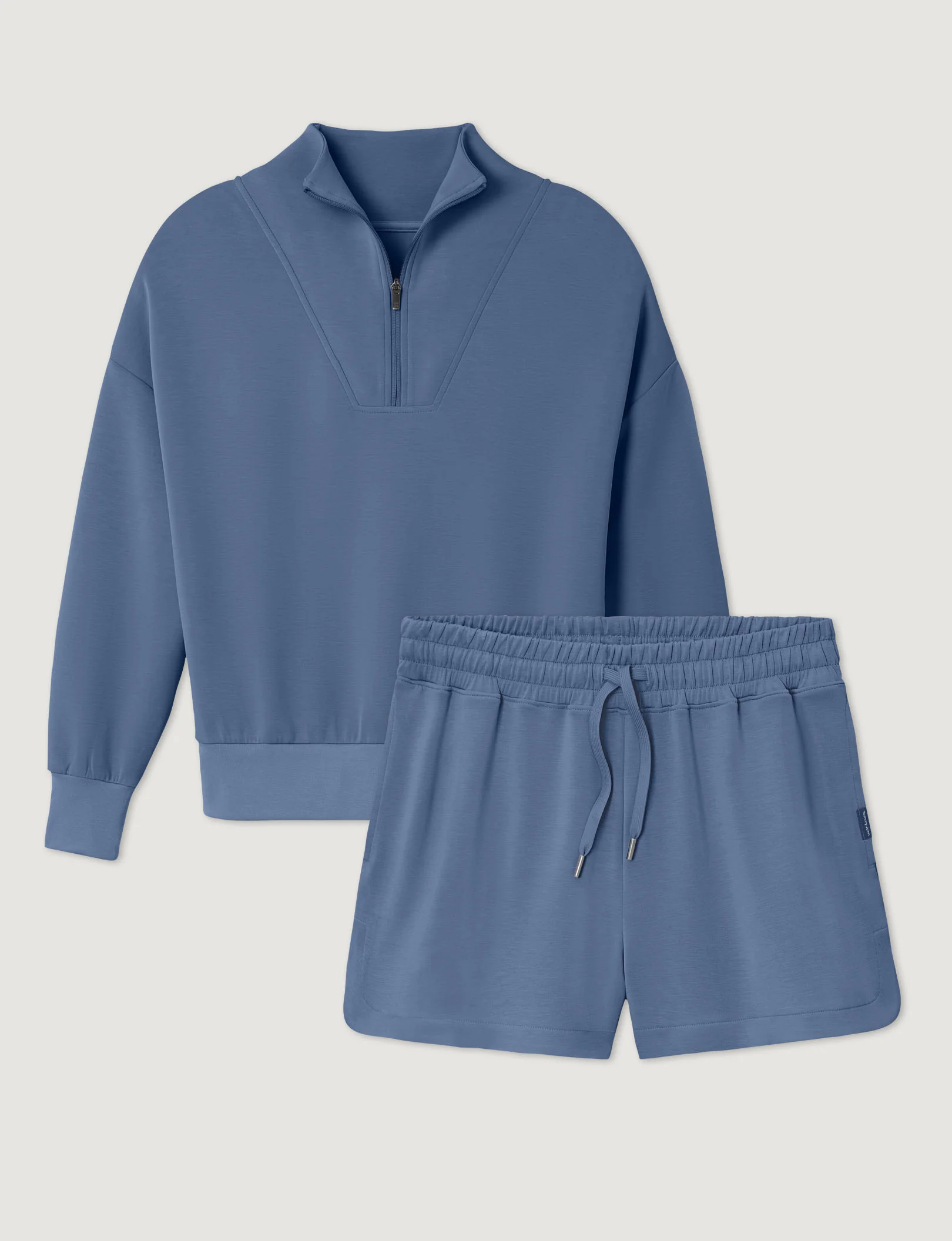 Women's Luxe Traveler Knit Quarter Zip & Mid-Rise Short Set - Image 10