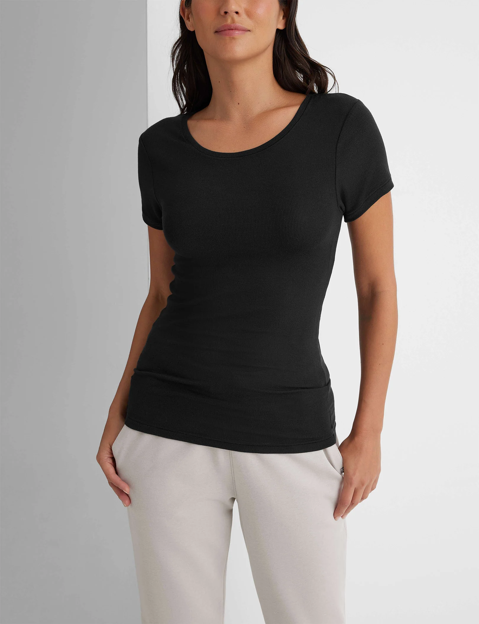 Women's Micro Rib Cap Sleeve Tee - Image 3