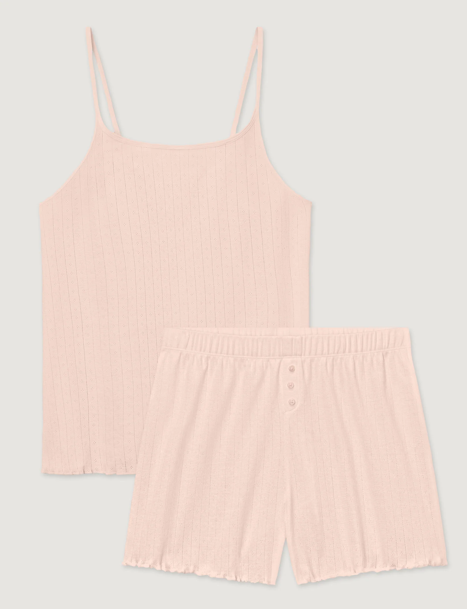 Women's Cotton Pointelle Rib Cami & Short Set - Image 2