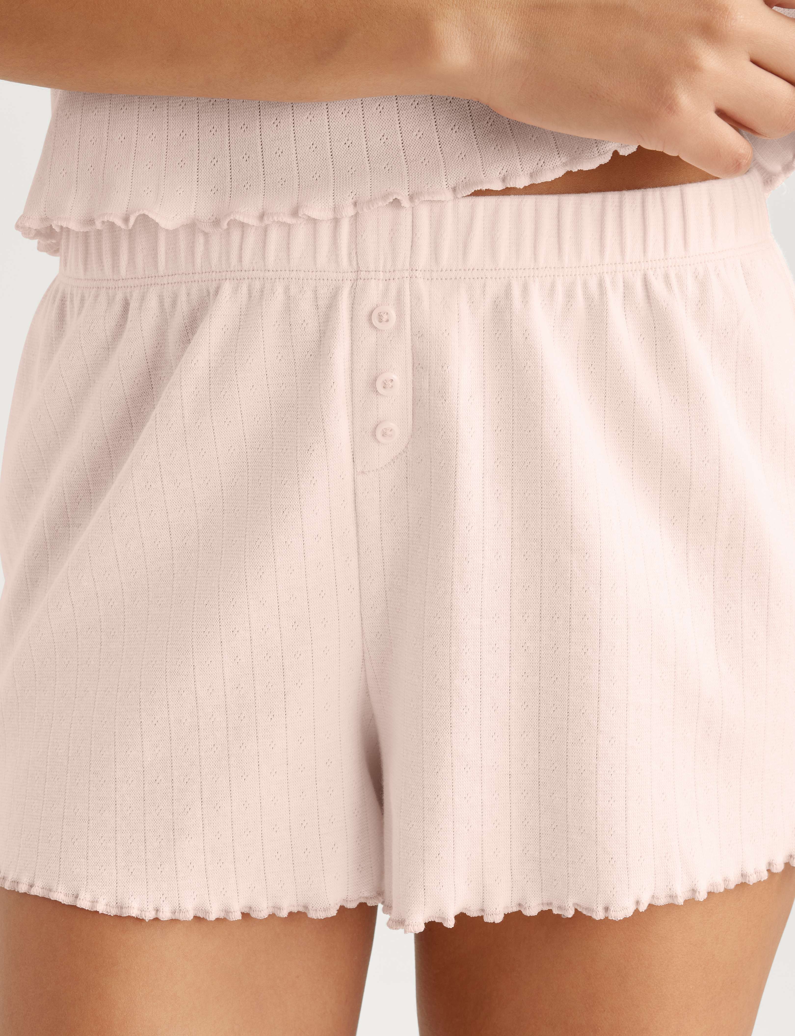 Women's Cotton Pointelle Rib Sleep Short - Image 12