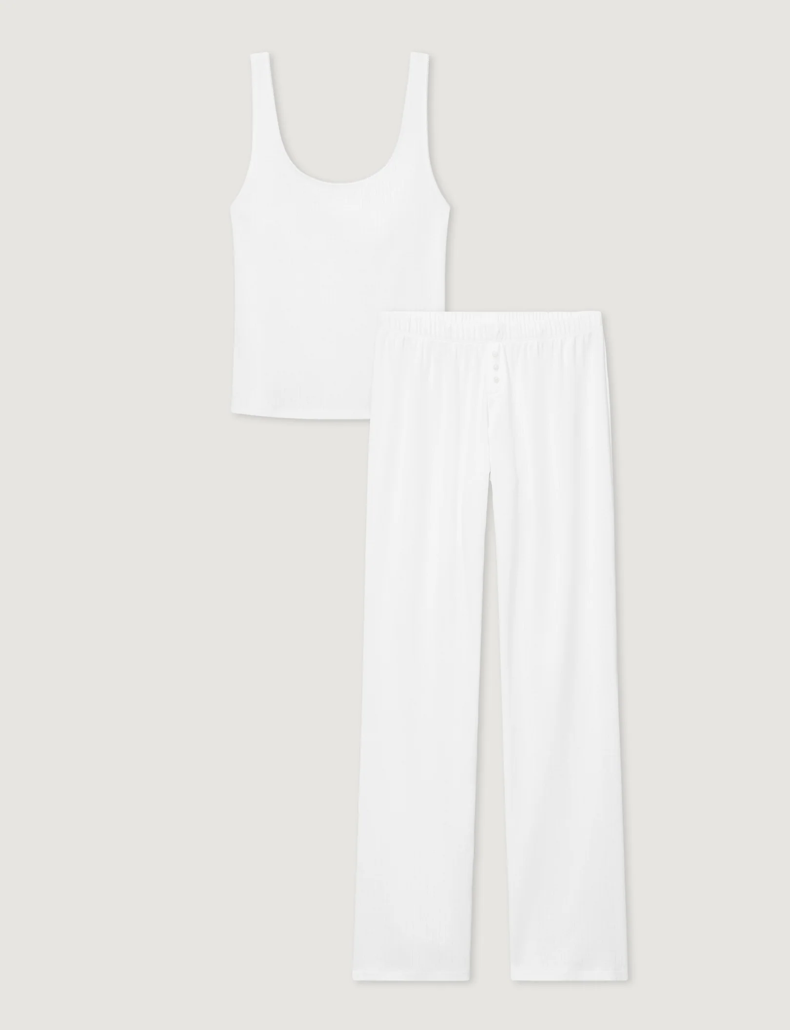Women's Cotton Pointelle Rib Tank & Pant Set - Image 2