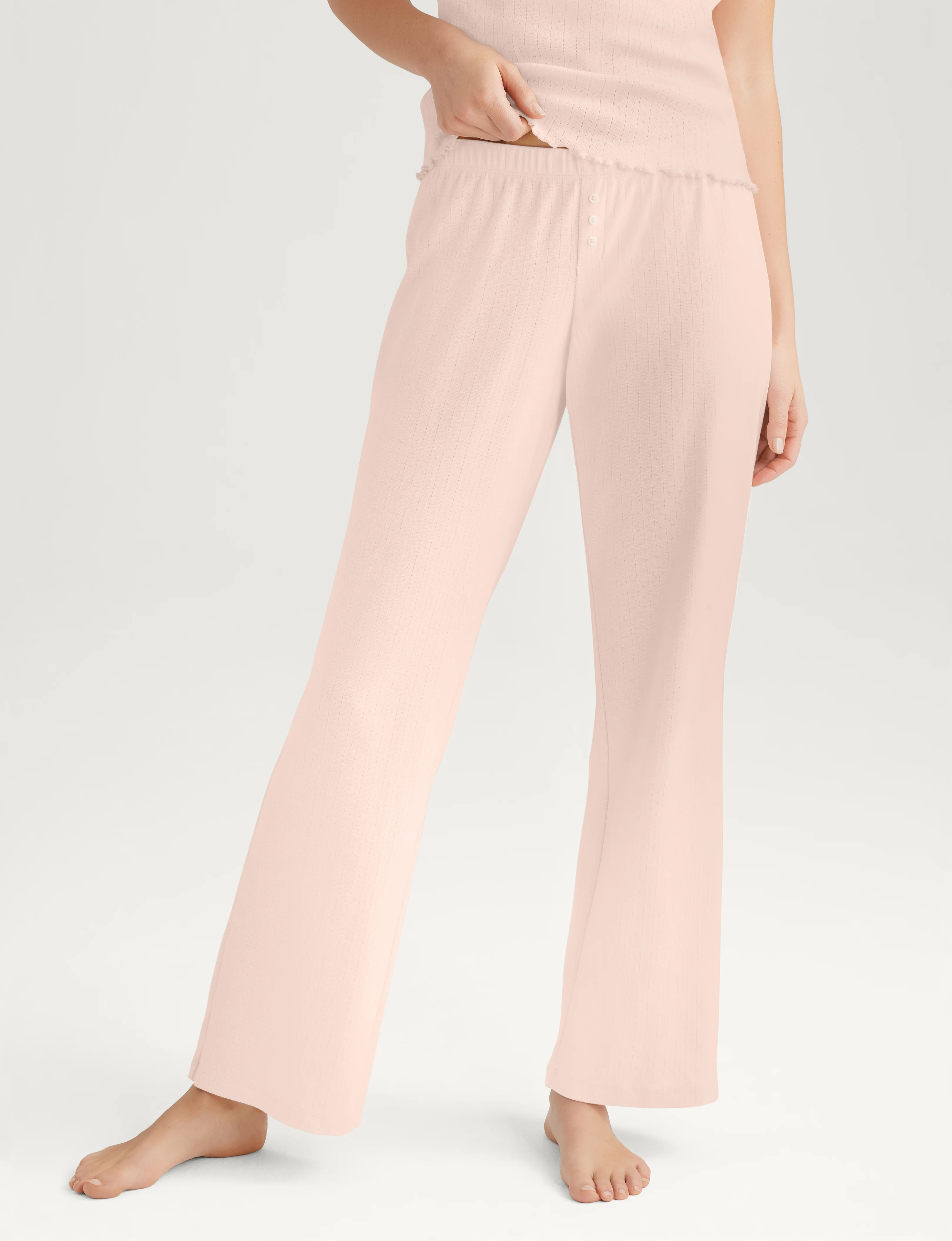 Women's Cotton Pointelle Rib Tank & Pant Set - Image 5