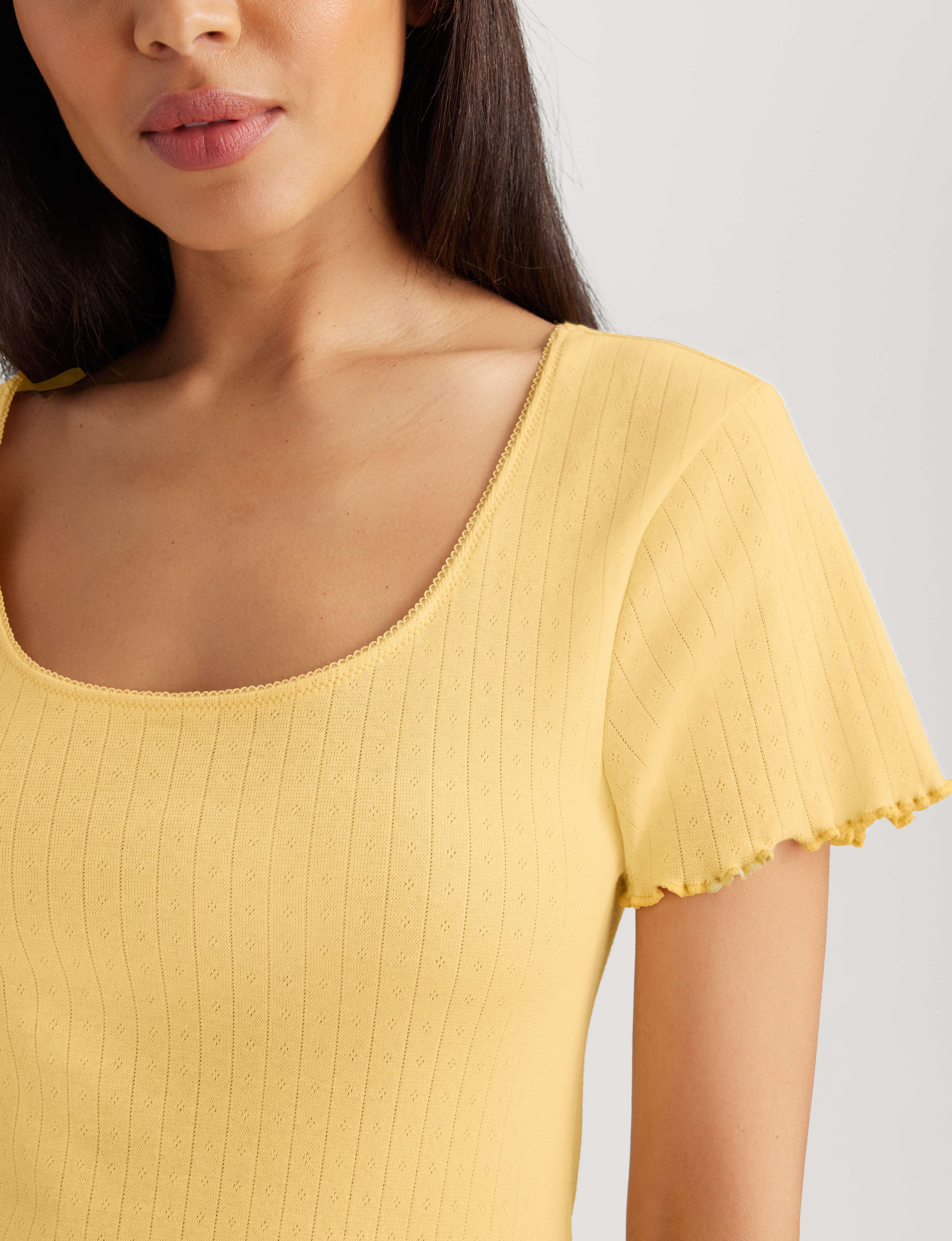 Women's Cotton Pointelle Rib Tee - Image 18