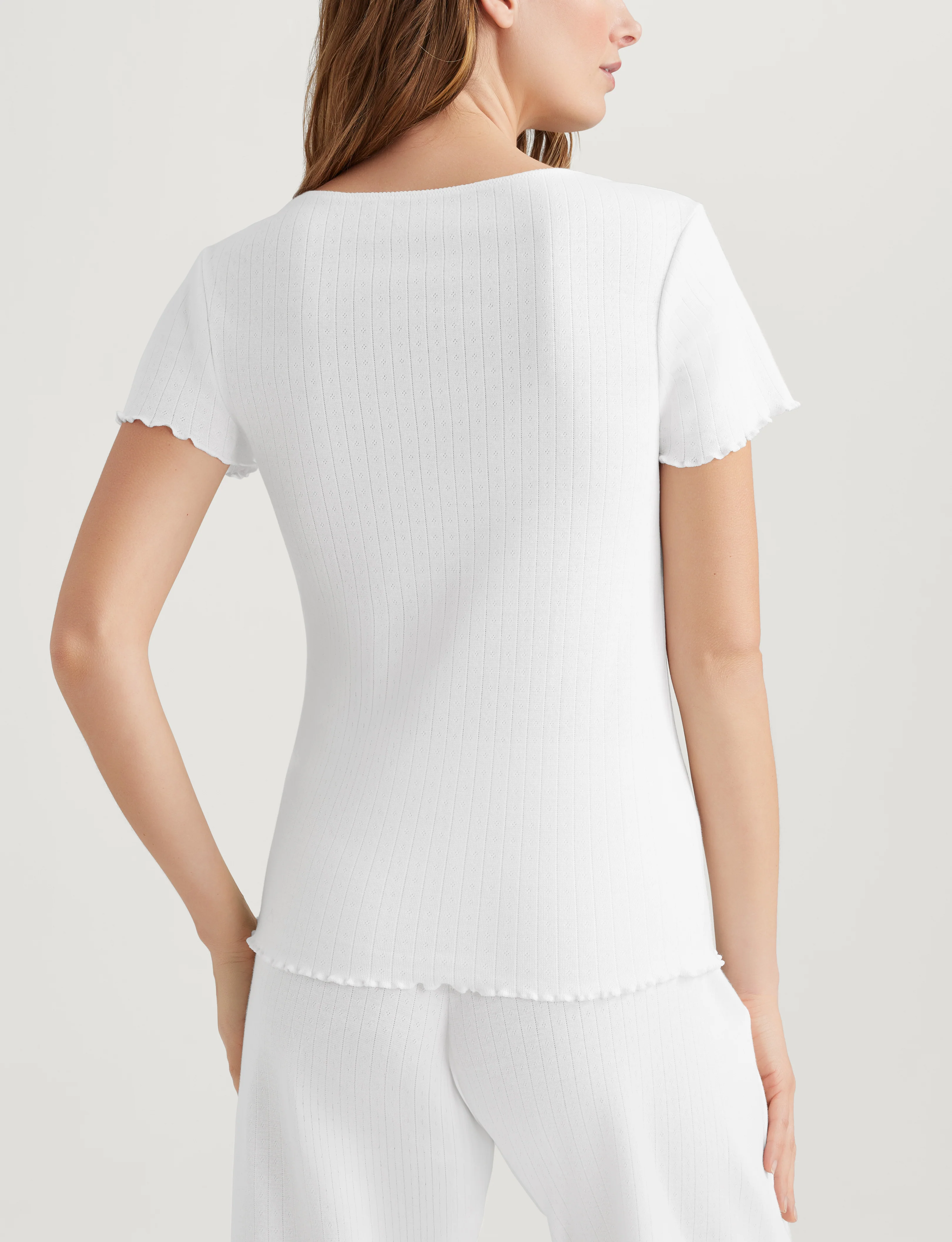 Women's Cotton Pointelle Rib Tee - Image 5
