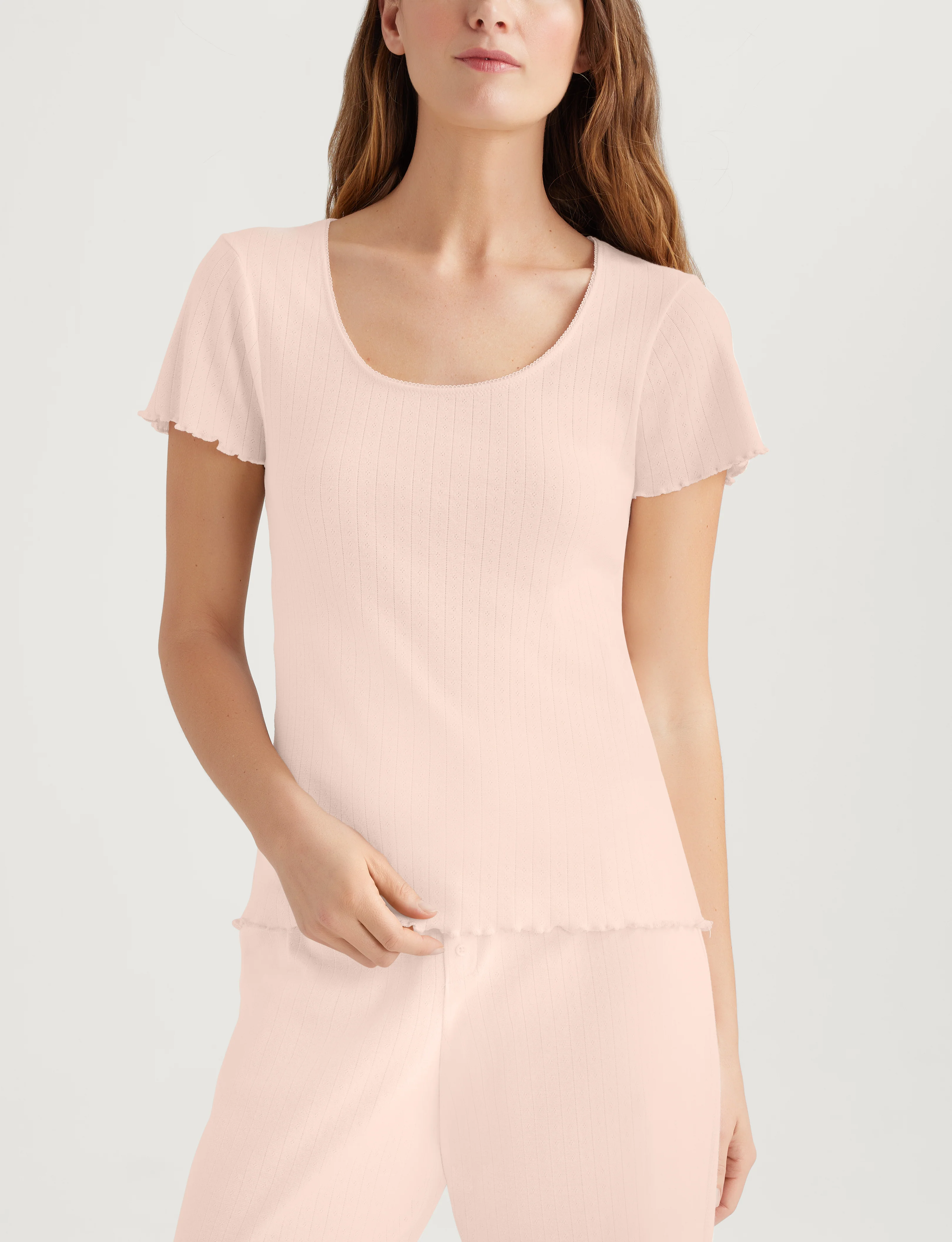 Women's Cotton Pointelle Rib Tee & Short Set - Image 10