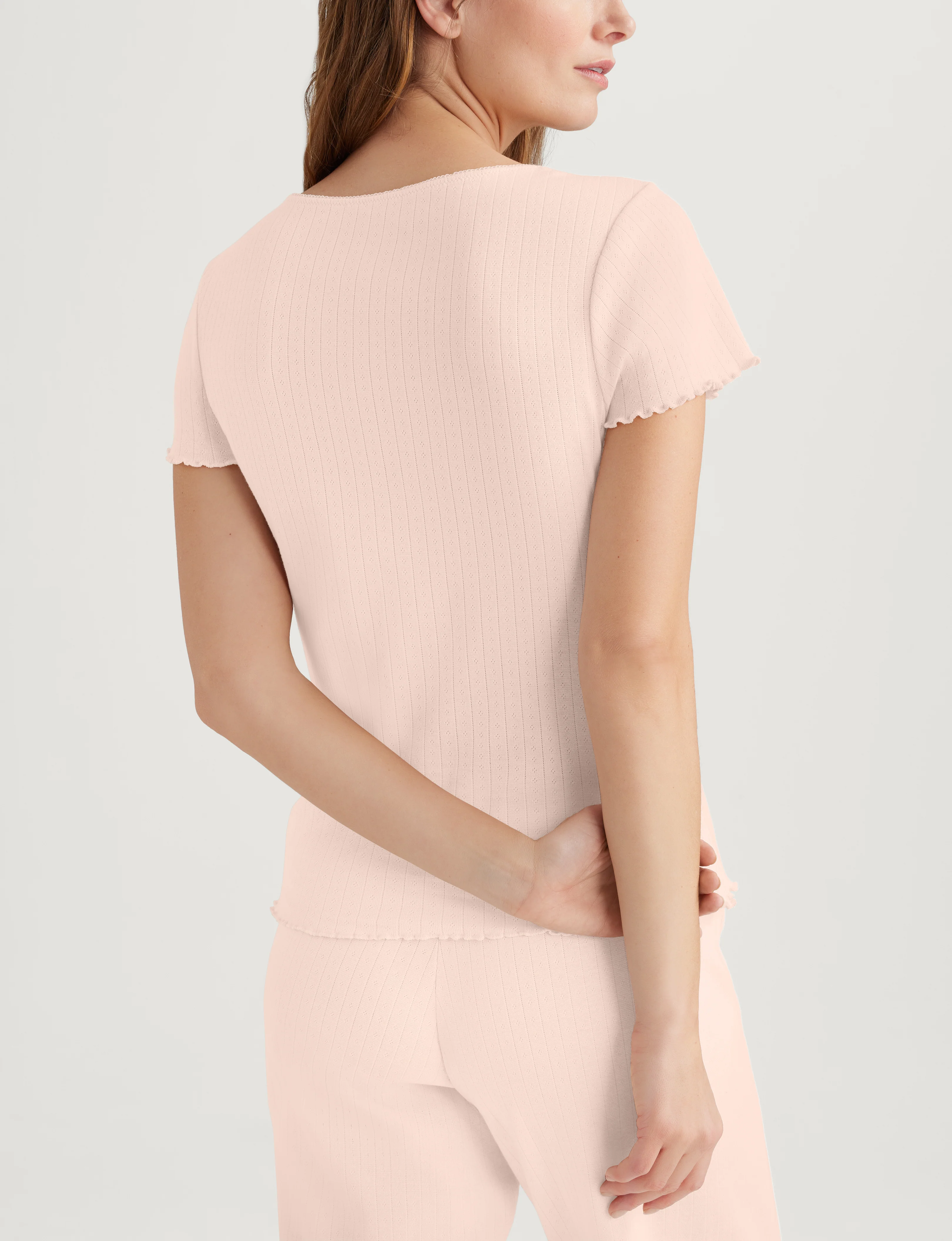 Women's Cotton Pointelle Rib Tee & Short Set - Image 11