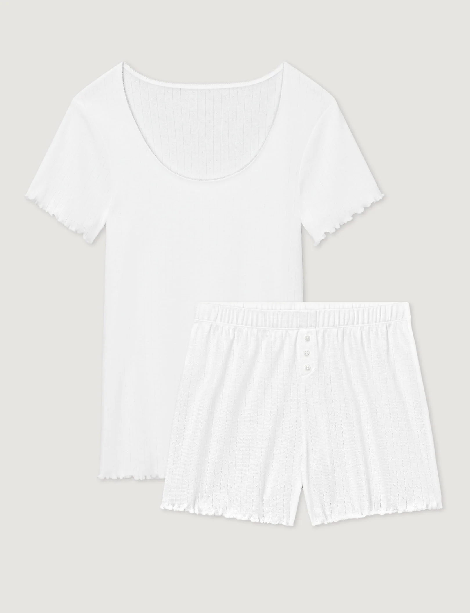 Women's Cotton Pointelle Rib Tee & Short Set - Image 14