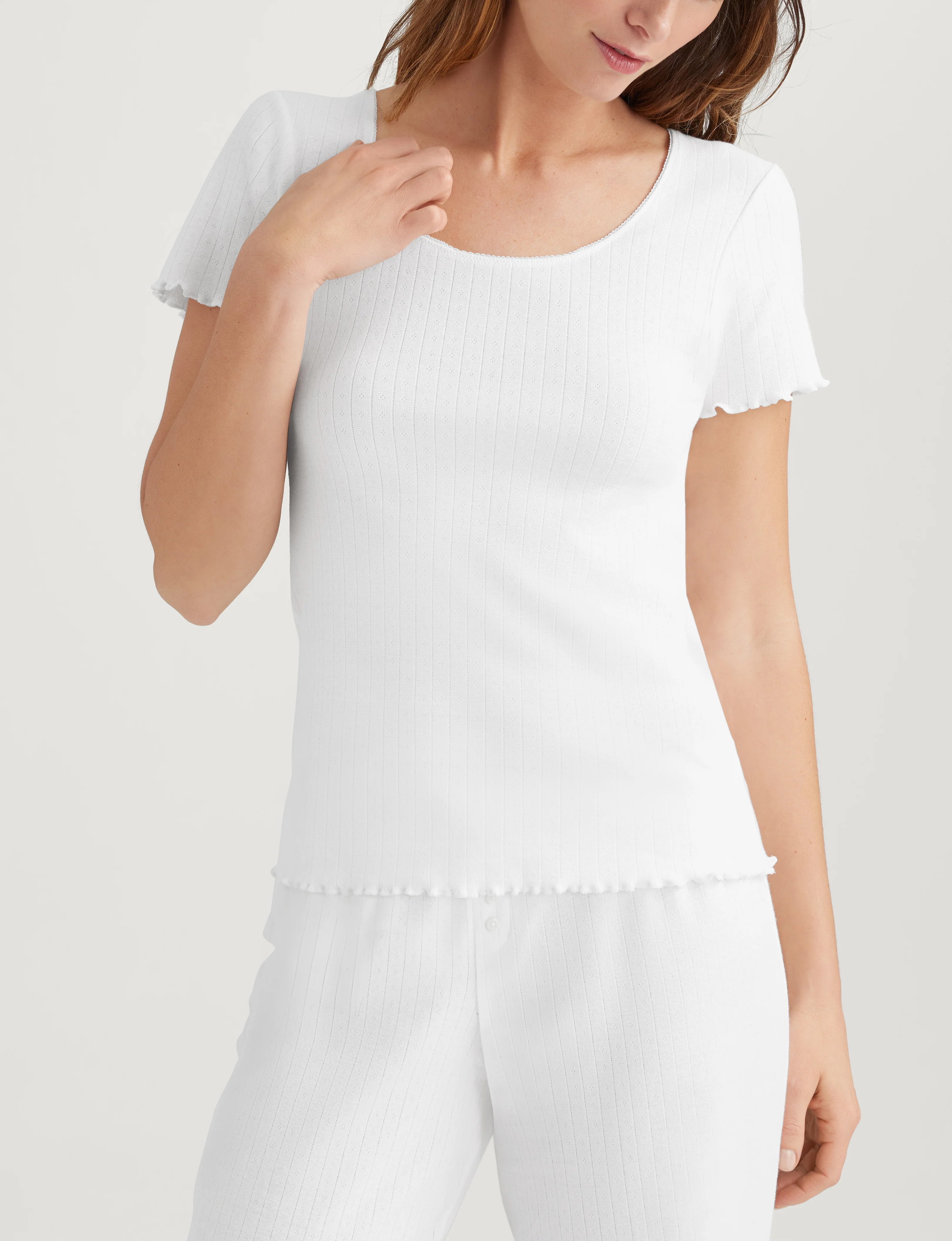 Women's Cotton Pointelle Rib Tee & Short Set - Image 15