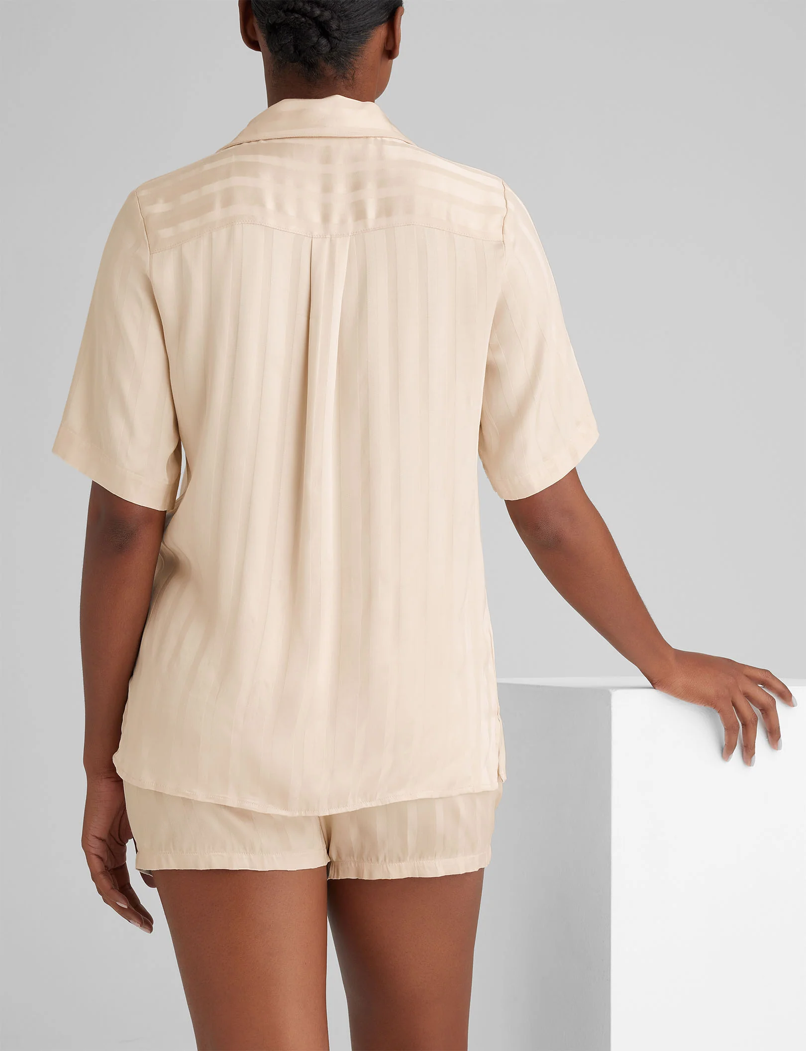 Women's Satin Jacquard Pajama Top & Short Set - Image 23