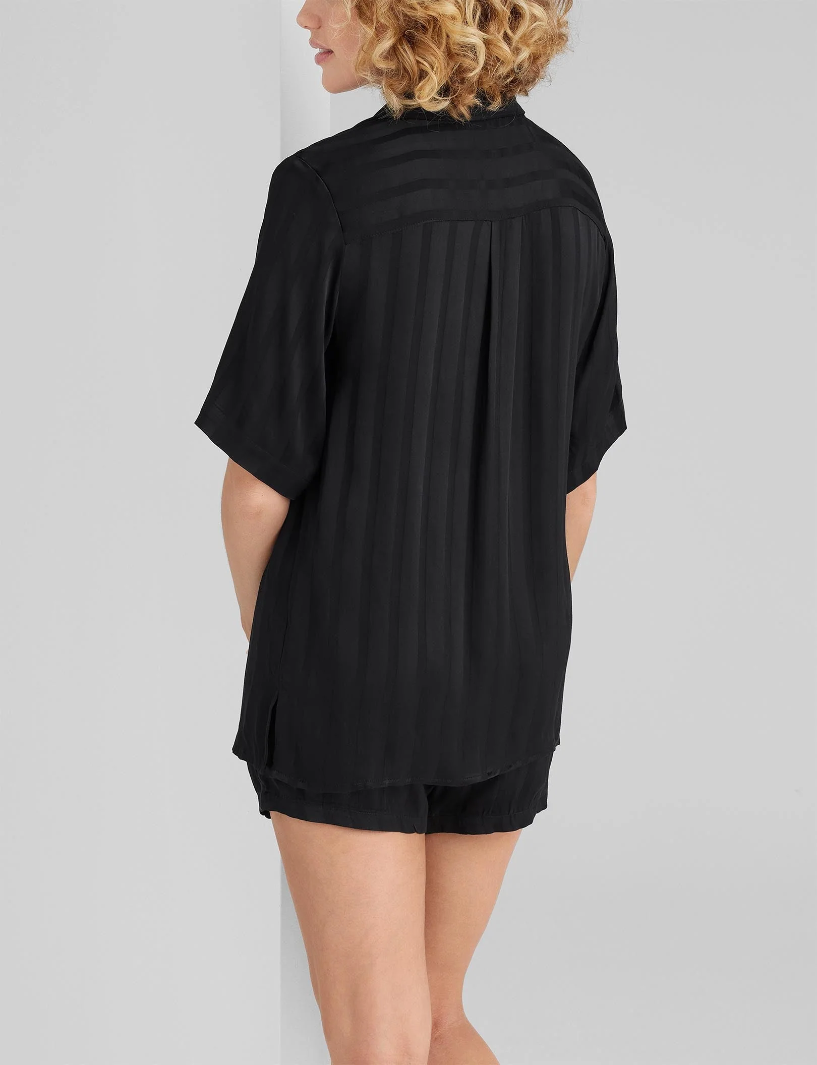 Women's Satin Jacquard Pajama Top & Short Set - Image 5