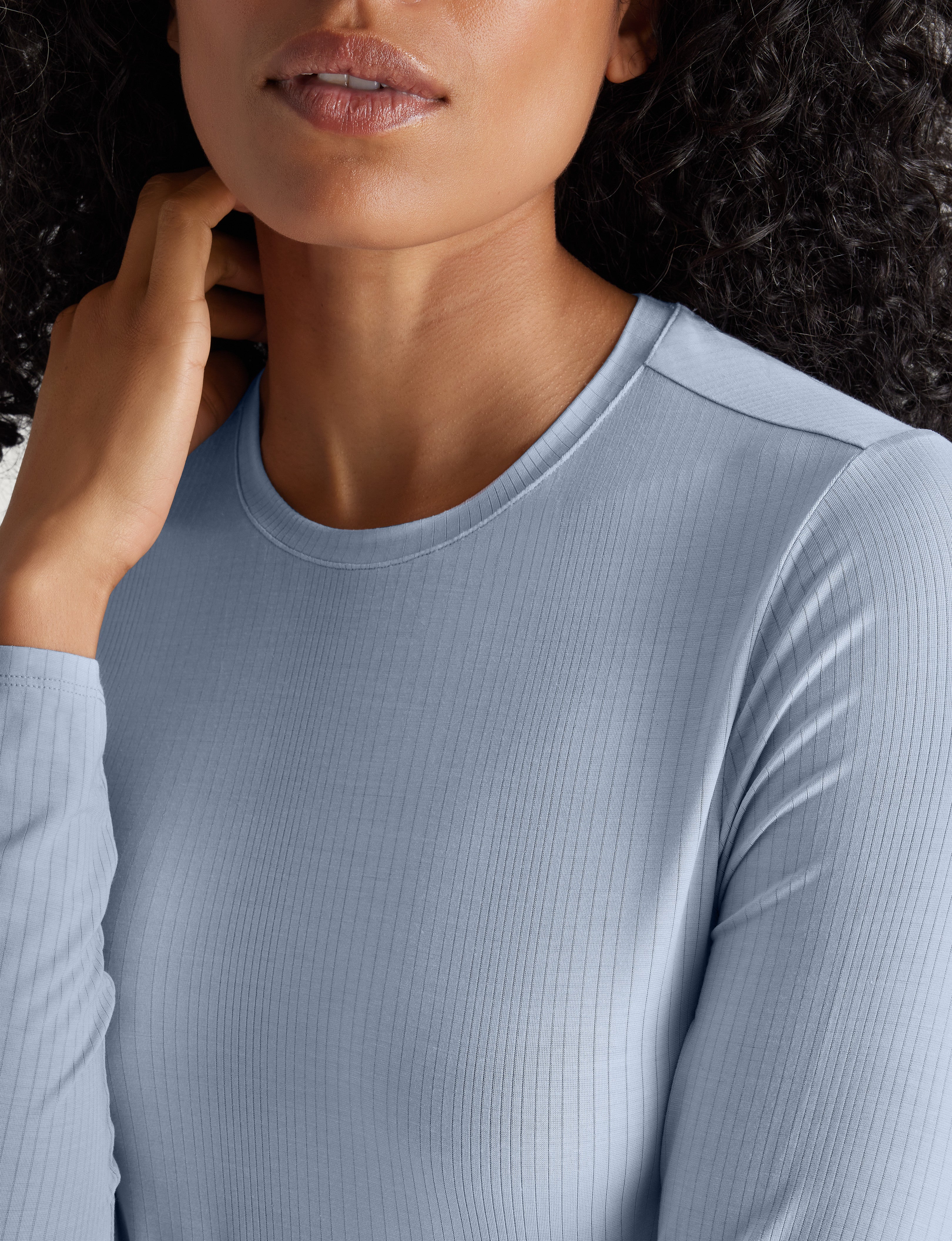 Women's Second Skin Luxe Rib Long Sleeve Crew Neck - Image 4