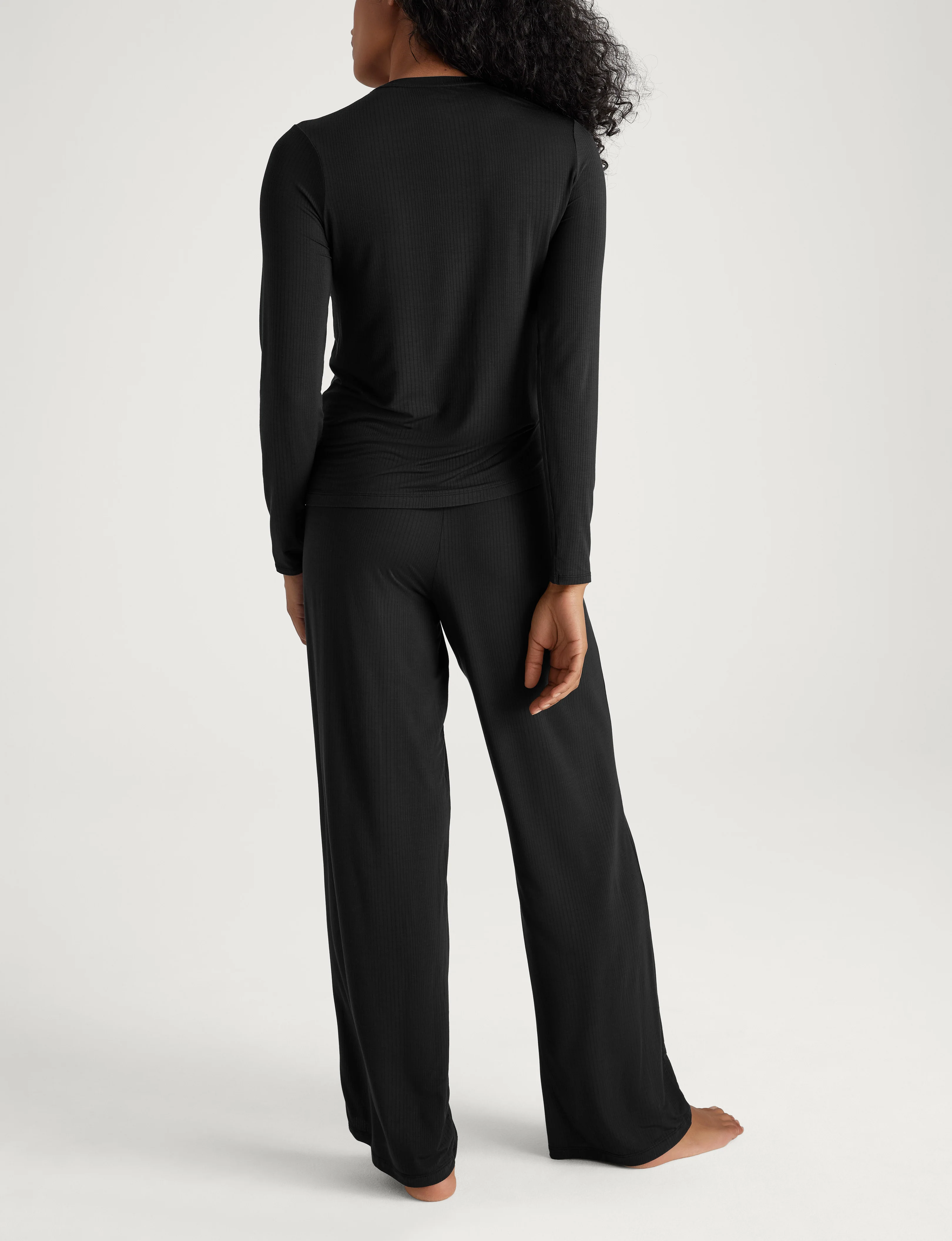 Women's Second Skin Luxe Rib Long Sleeve Crew Neck & Pant Set - Image 4