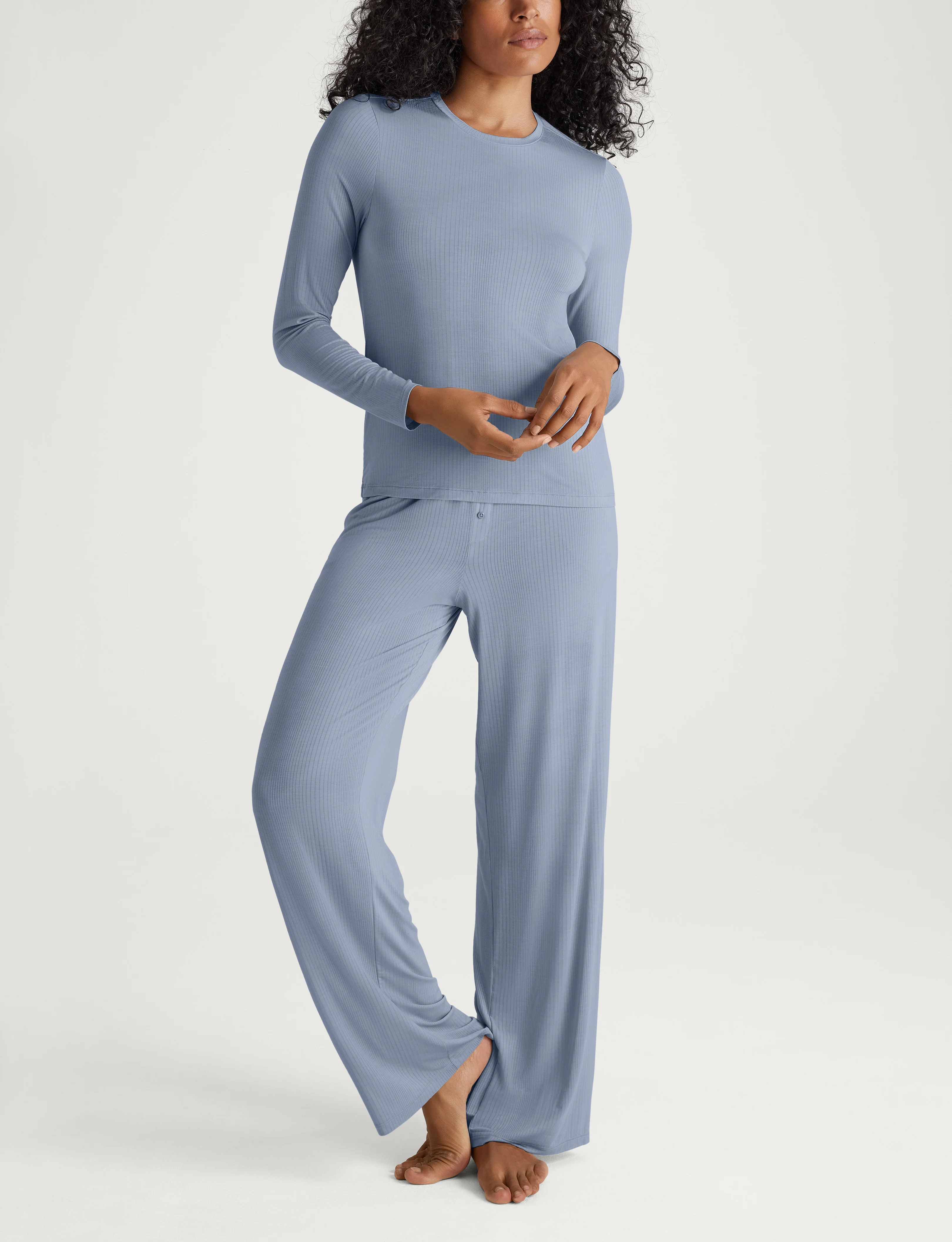 Women's Second Skin Luxe Rib Long Sleeve Crew Neck & Pant Set - Image 5