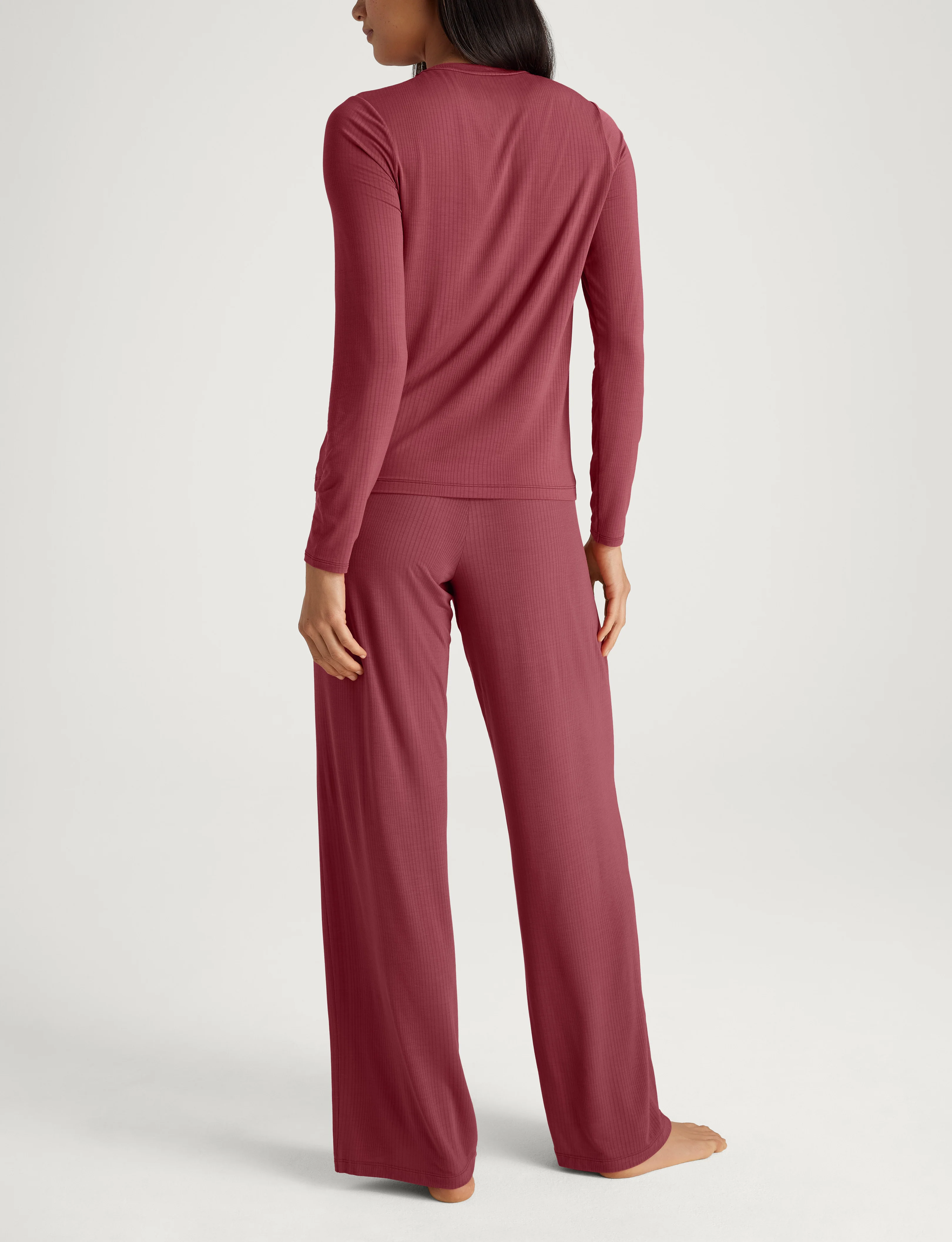Women's Second Skin Luxe Rib Long Sleeve Crew Neck & Pant Set - Image 9