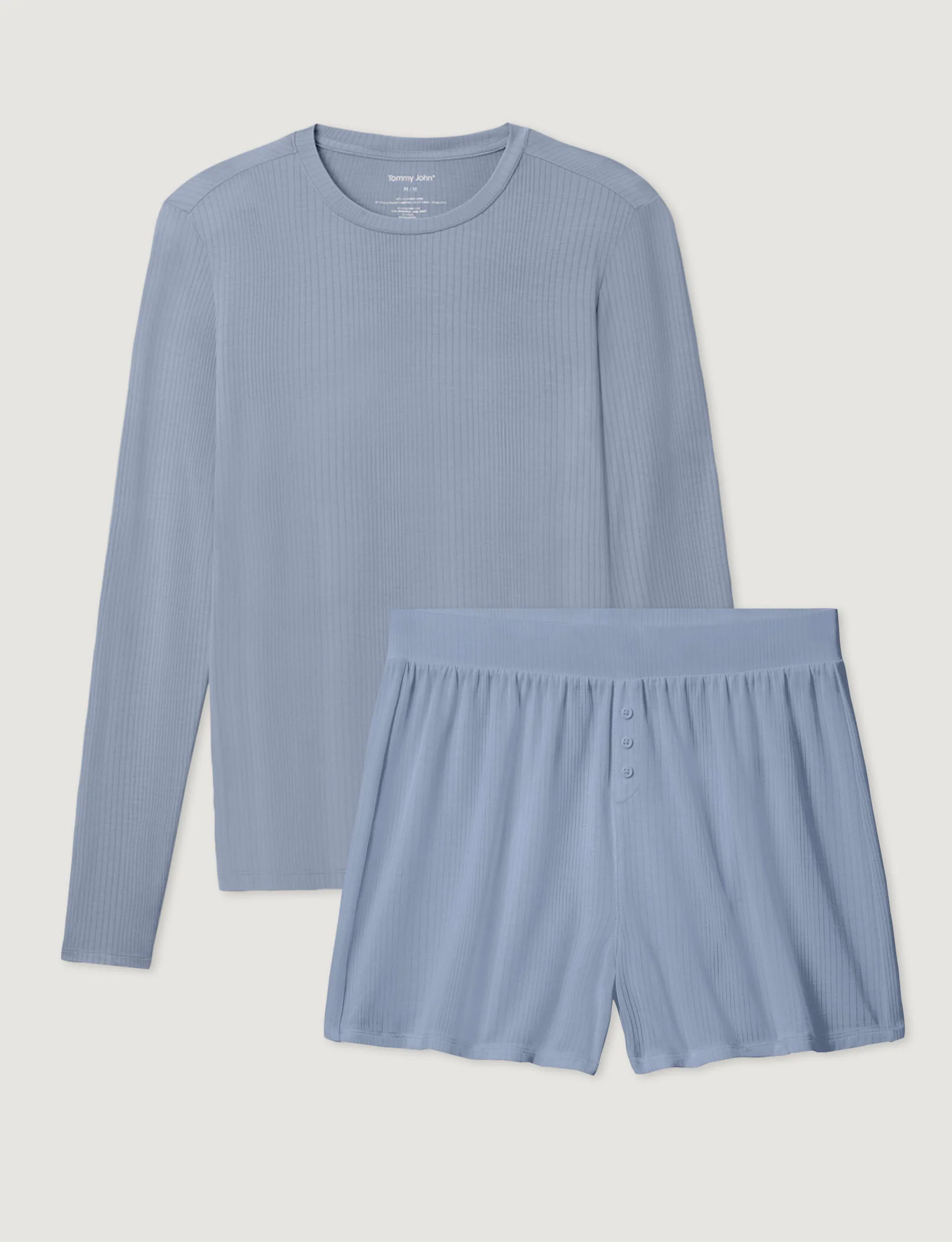 Women's Second Skin Luxe Rib Long Sleeve Crew Neck & Short Set