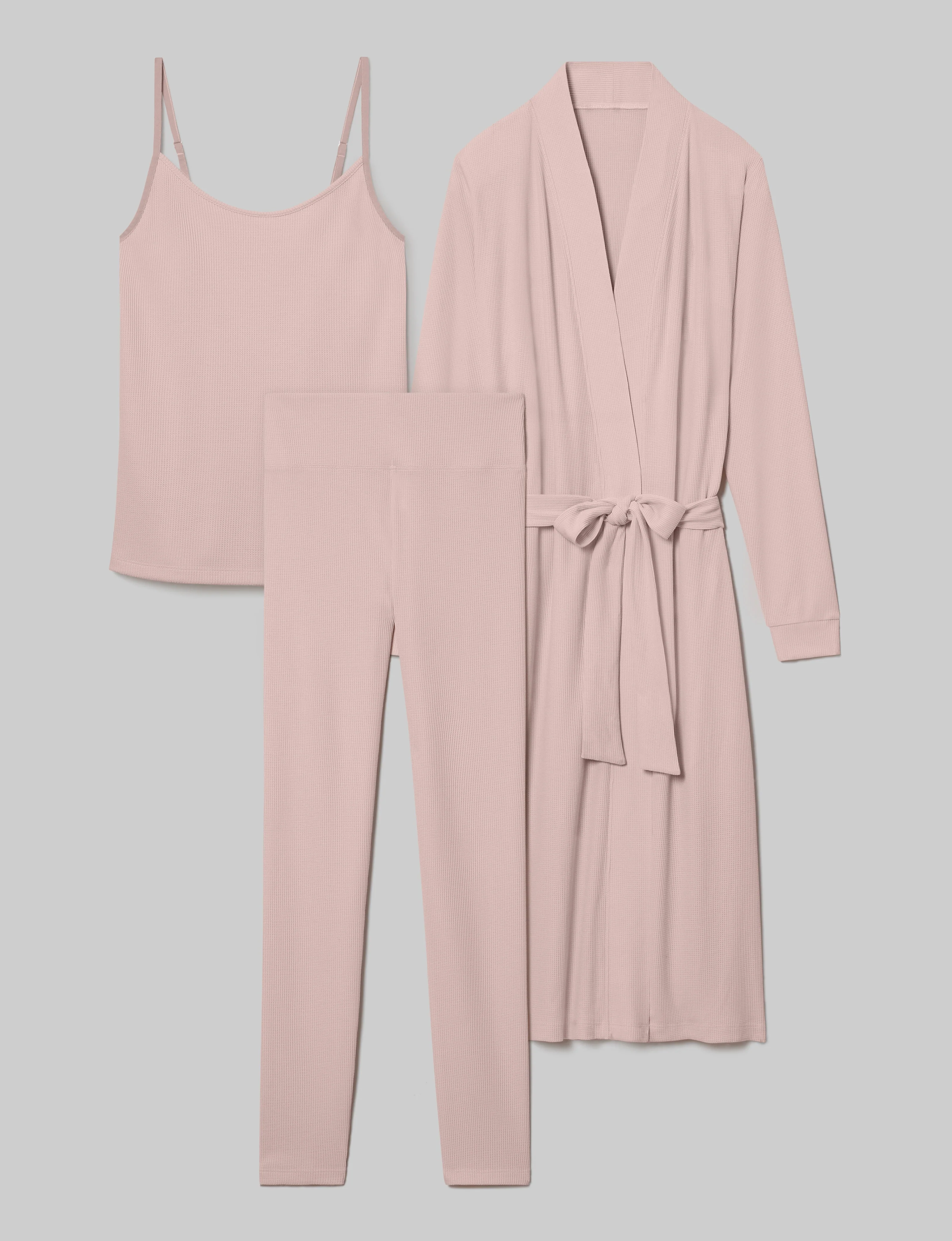 Women's Waffle Lounge Tank, Legging & Robe Set - Image 2